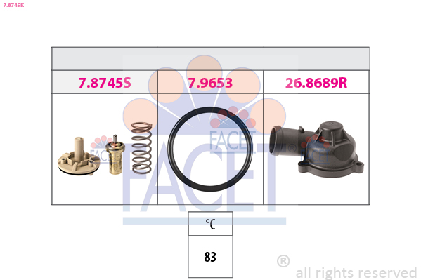 FACET Termostat, kølemiddel 78745k for SKODA VW