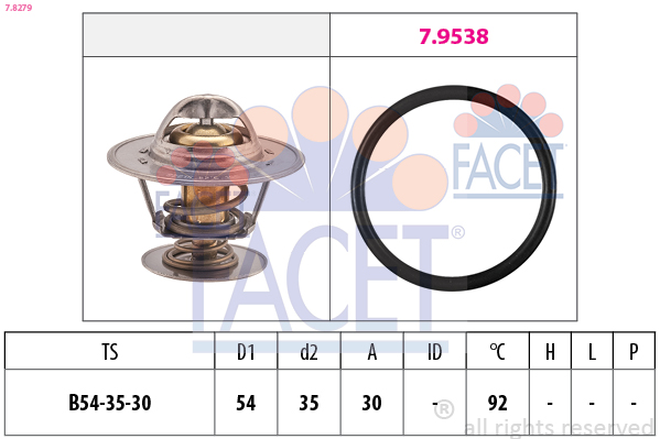 FACET Termostat, kølemiddel 78279 for VAUXHALL