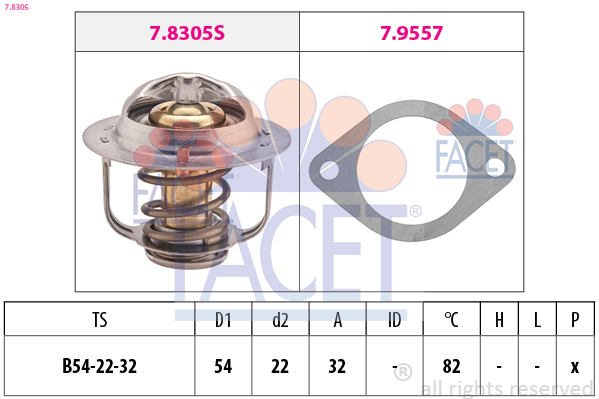 FACET Termostat, kølemiddel 78305 for OPEL ISUZU