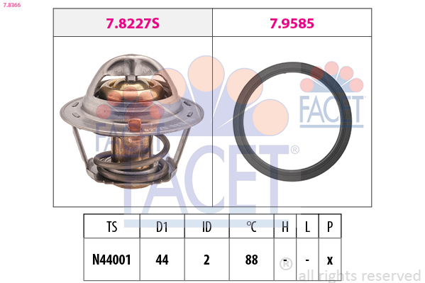 FACET Termostat, kølemiddel 78366 for DAEWOO NISSAN SUZUKI