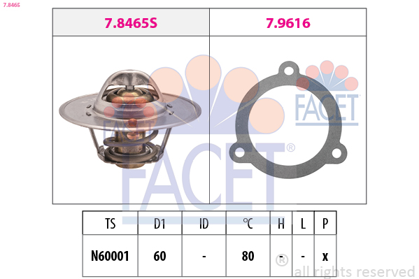 FACET Termostat, kølemiddel 78465 for SKODA