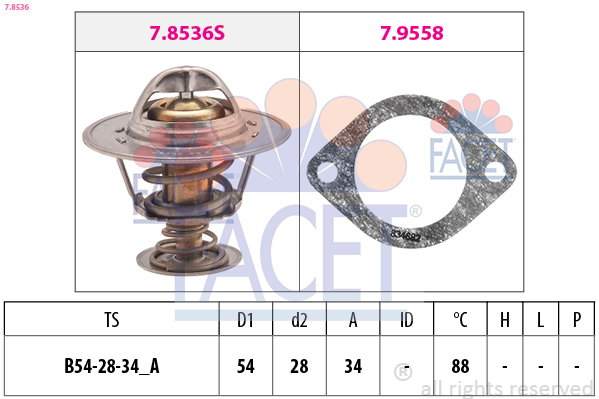 FACET Termostat, kølemiddel 78536 for FORD
