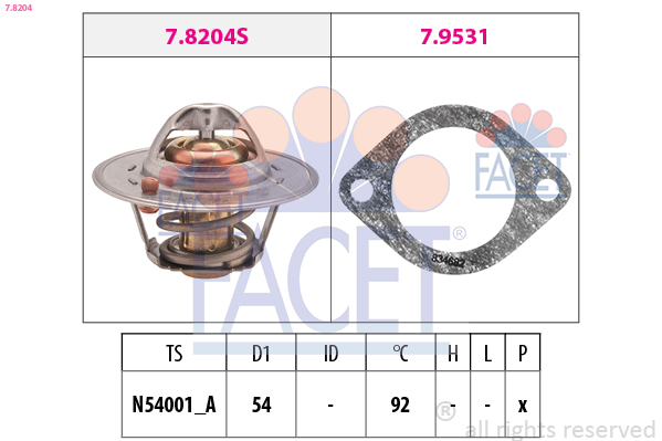 FACET Termostat, kølemiddel 78204 for FORD MAZDA