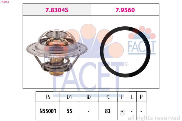 FACET Termostat, kølemiddel 78304 for PEUGEOT LANCIA