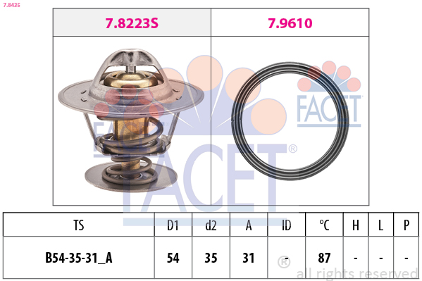 FACET Termostat, kølemiddel 78435 for VW
