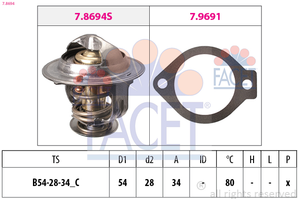 FACET Termostat, kølemiddel 78694 for OPEL DAEWOO