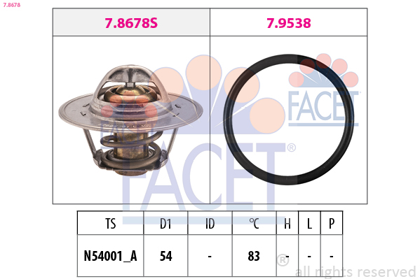 FACET Termostat, kølemiddel 78678 for CUPRA VW