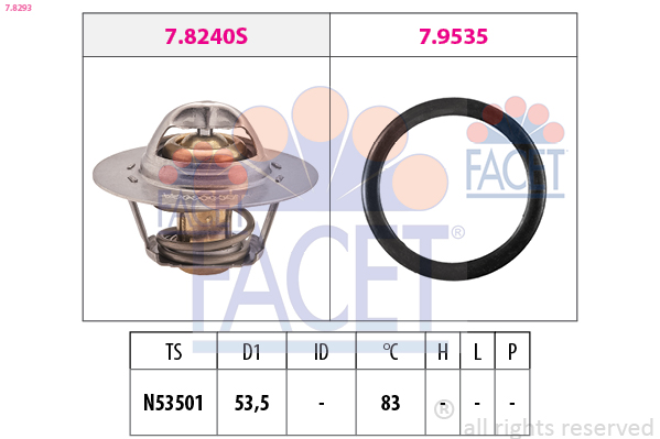 FACET Termostat, kølemiddel 78293 for PEUGEOT