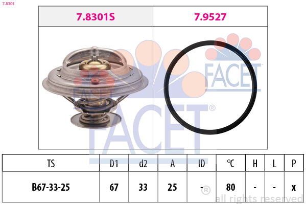 FACET Termostat, kølemiddel 78301 for OPEL BMW LAND ROVER