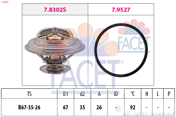 FACET Termostat, kølemiddel 78302 for BMW LAND ROVER