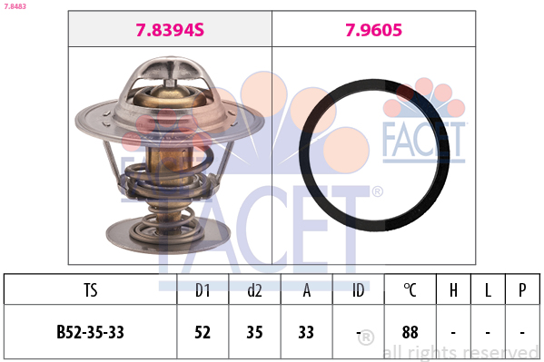 FACET Termostat, kølemiddel 78483 for FORD
