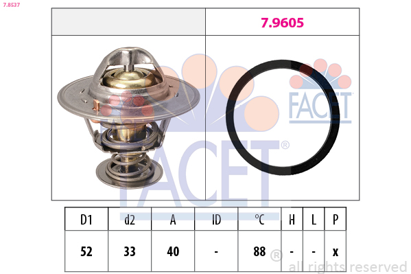 FACET Termostat, kølemiddel 78537 for LAND ROVER