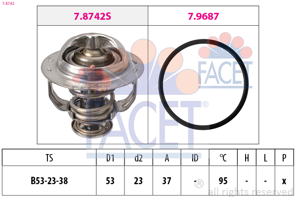 FACET Termostat, kølemiddel 78742 for VW SKODA