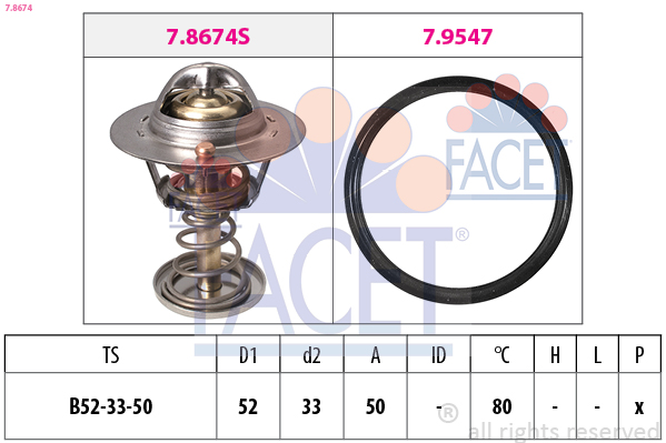 FACET Termostat, kølemiddel 78674 for PEUGEOT DAIHATSU TOYOTA