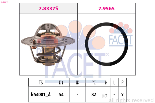 FACET Termostat, kølemiddel 78334 for RENAULT