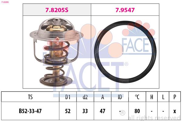 FACET Termostat, kølemiddel 78205 for PEUGEOT DAIHATSU TOYOTA