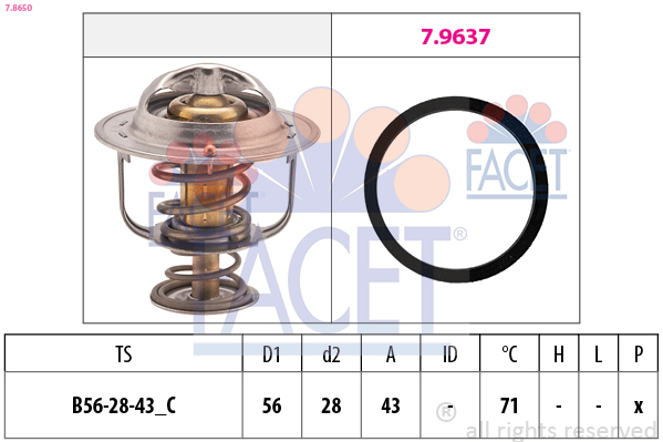 FACET Termostat, kølemiddel 78650 for OPEL GENERAL MOTORS NISSAN RENAULT TRUCKS