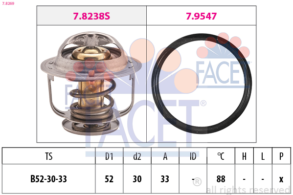FACET Termostat, kølemiddel 78269 for TOYOTA VW
