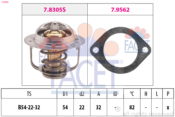 FACET Termostat, kølemiddel 78306 for OPEL
