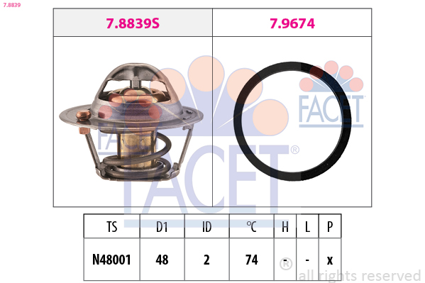 FACET Termostat, kølemiddel 78839 for FORD
