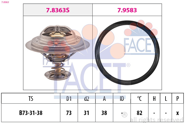 FACET Termostat, kølemiddel 78363 for TOYOTA