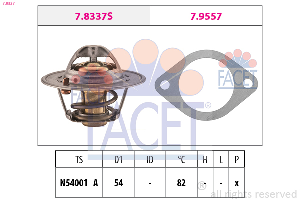 FACET Termostat, kølemiddel 78337 for OPEL HOLDEN