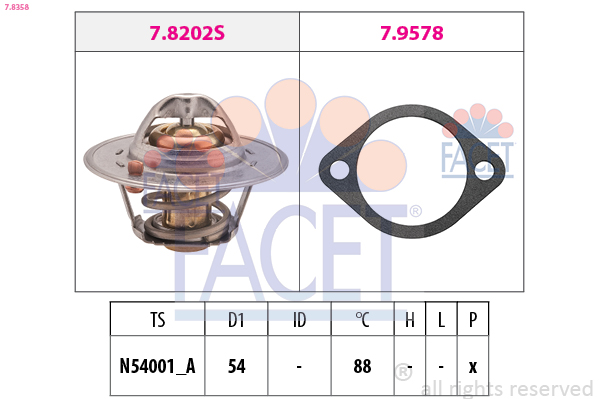 FACET Termostat, kølemiddel 78358 for HYUNDAI