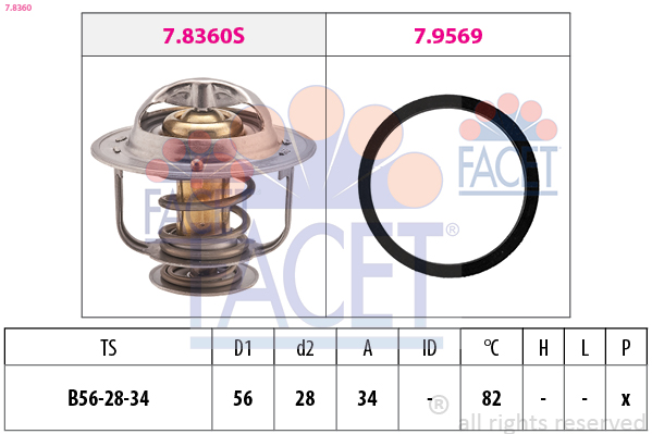 FACET Termostat, kølemiddel 78360 for TOYOTA