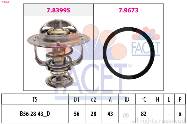 FACET Termostat, kølemiddel 78683 for LEXUS TOYOTA