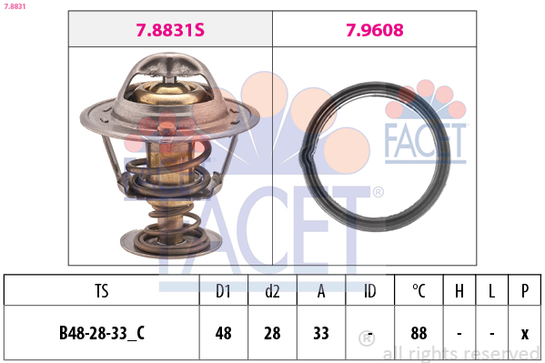 FACET Termostat, kølemiddel 78831 for HYUNDAI