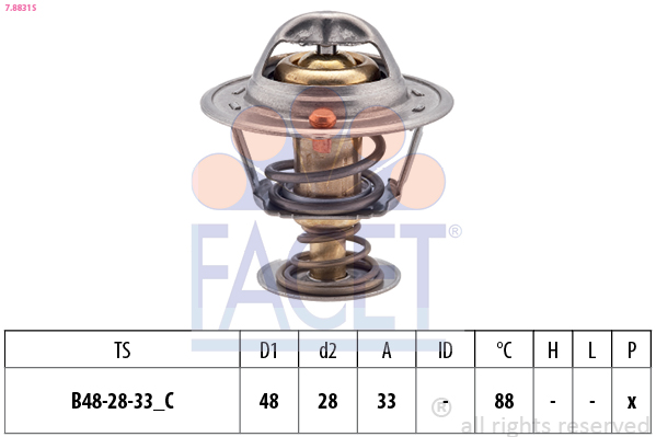 FACET Termostat, kølemiddel 78831s for HYUNDAI