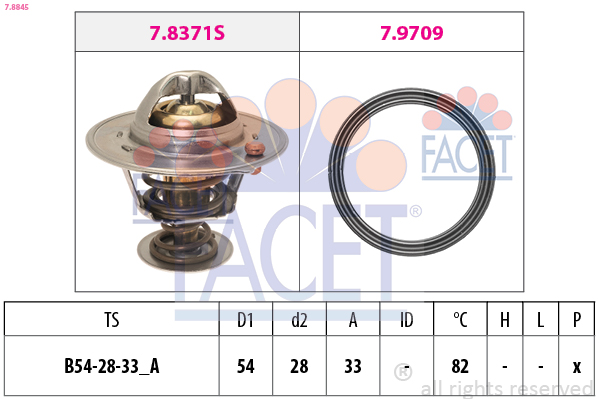 FACET Termostat, kølemiddel 78845 for KIA