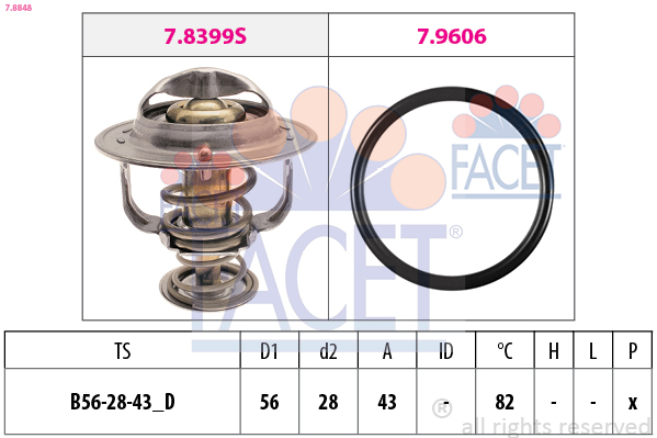FACET Termostat, kølemiddel 78848 for PEUGEOT FIAT