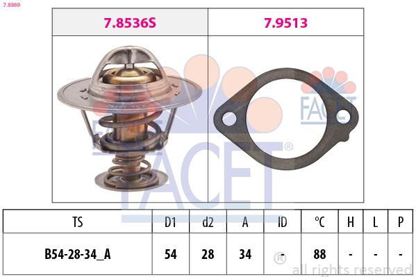 FACET Termostat, kølemiddel 78869 for HYUNDAI KIA
