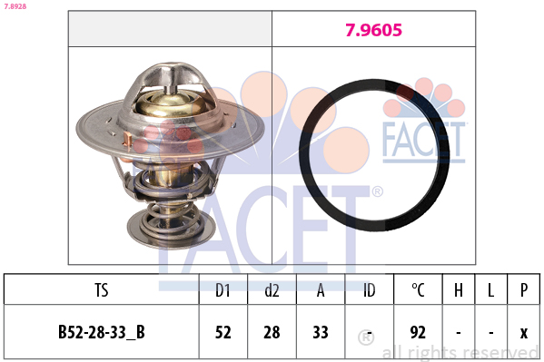 FACET Termostat, kølemiddel 78928 for FORD