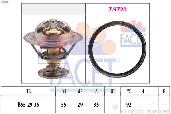 FACET Termostat, kølemiddel 78945 for SEAT CUPRA VW SKODA