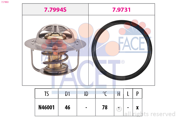 FACET Termostat, kølemiddel 77993 for LEXUS