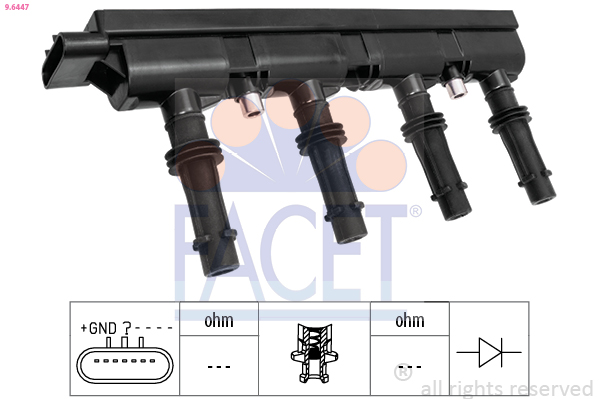 FACET Tændspole 96447 for OPEL GENERAL MOTORS CHEVROLET