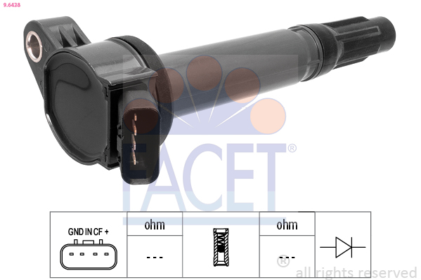FACET Tændspole 96438 for LEXUS TOYOTA