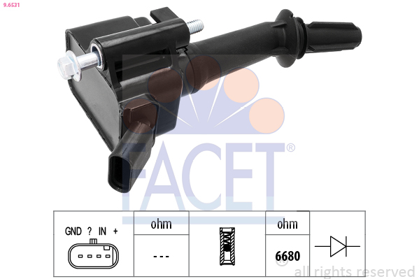FACET Tændspole 96531 for OPEL GENERAL MOTORS