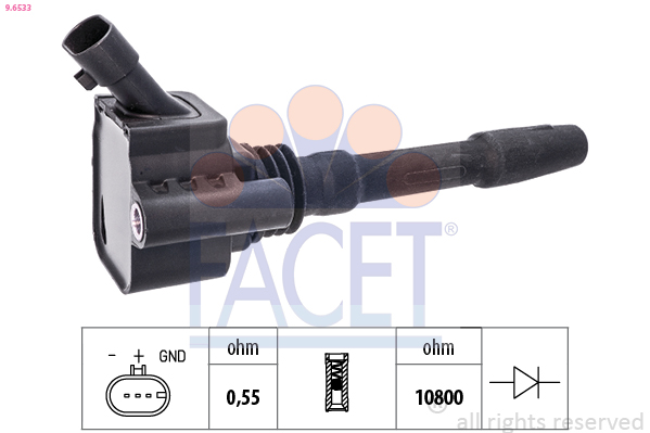 FACET Tændspole 96533 for ABARTH GENERAL MOTORS