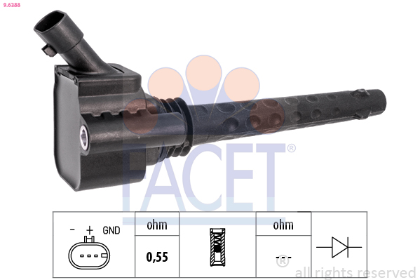FACET Tændspole 96388 for OPEL ABARTH