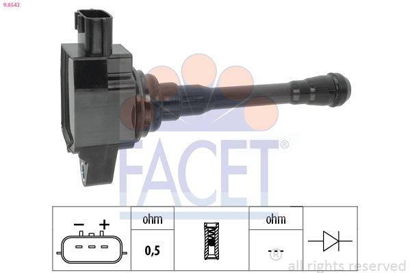 FACET Tændspole 96543 for MITSUBISHI DACIA
