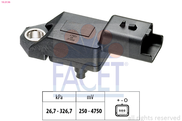 FACET Lufttrykssensor 103136 for FORD LANCIA PEUGEOT JAGUAR MITSUBISHI LAND ROVER