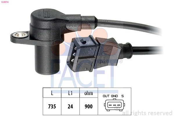 FACET Impulsgiver, krumtapaksel 90074 for FIAT LANCIA HYUNDAI