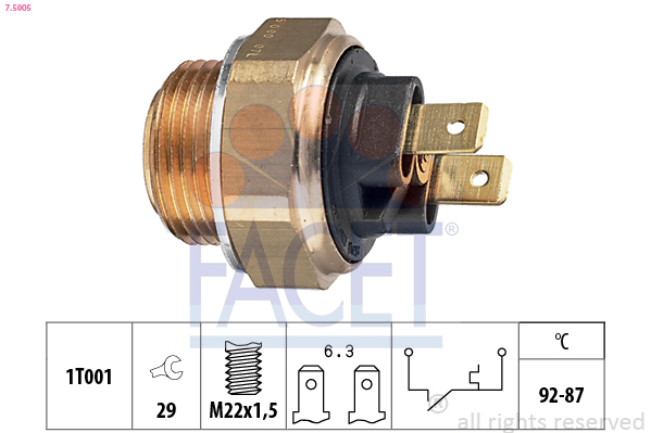 FACET Temperaturkontakt, kølerventilator 75005 for SAAB VW
