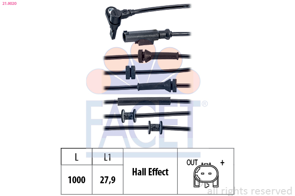 FACET ABS Sensor 210020 for FIAT