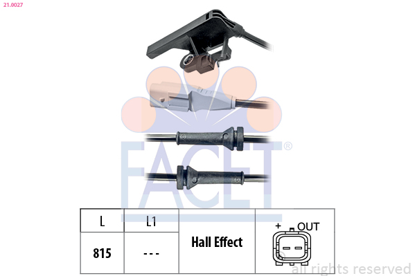 FACET ABS Sensor 210027 for PEUGEOT CITROËN