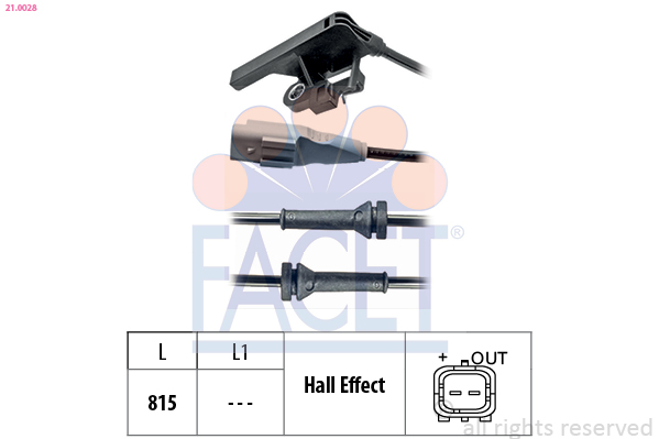 FACET ABS Sensor 210028 for PEUGEOT CITROËN