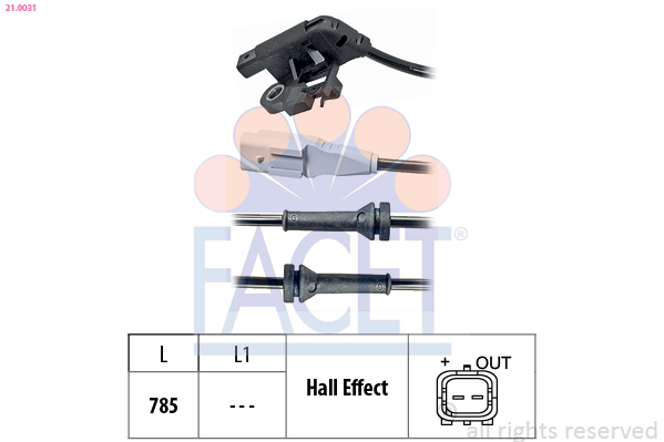 FACET ABS Sensor 210031 for CITROËN